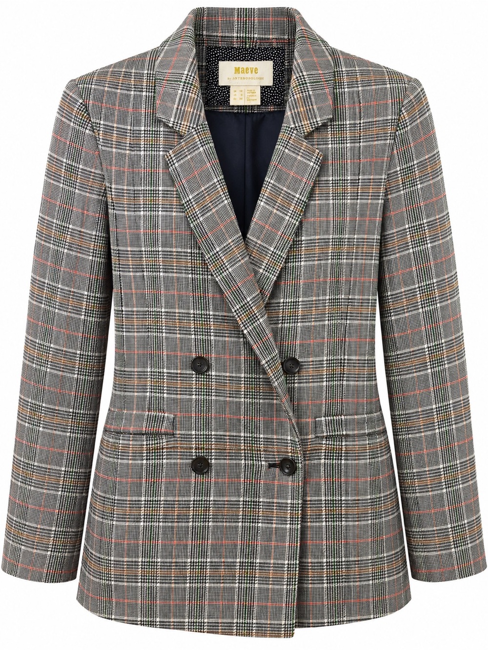 Anthropologie Maeve Lilith Blazer Plaid Houndstooth size 6 Cotton Blend